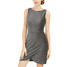 B. Darlin Black Metallic Tulip Hem Sleeveless Mini Sheath Dress Juniors 9/10 NWT