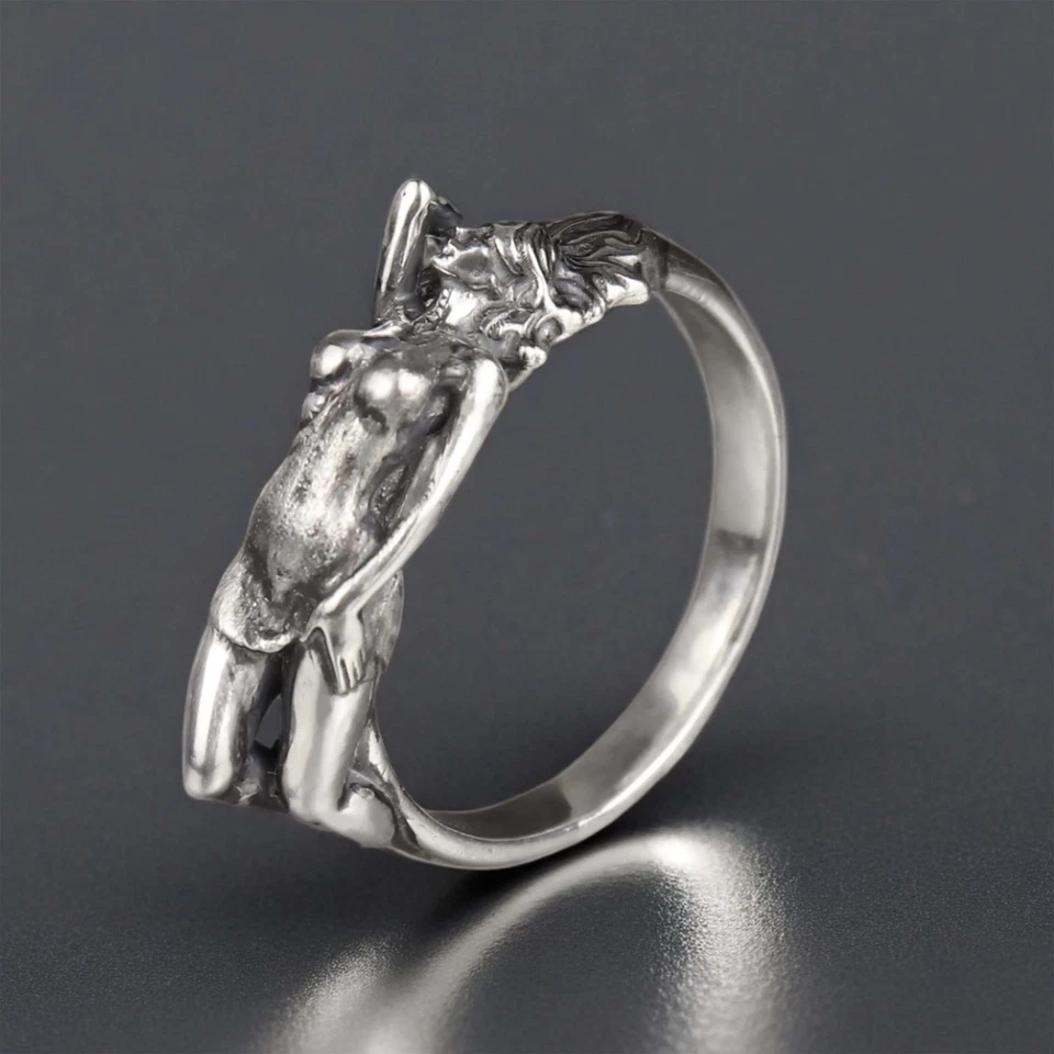 Anillo de plata esterlina para mujer desnuda, anillo erótico para dama, joyería desnuda para mujer Foto 2 de 4