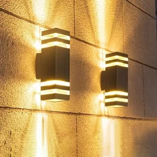 2PKS Modern Exterior LED Wall Light Sconce Outdoor Lights Porch Up Down Fixtures
