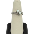 Vintage 925 Sterling Silver Synthetic Opal & CZ Ring - Size 7.25