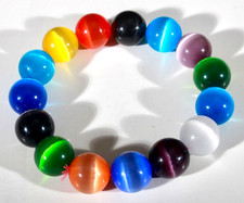 15 BEAUTIFUL 1/2" MULTI-COLOR FIBER OPTIC MARBLE BRACELET W/STRETCH BAND MINT