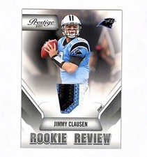 2011 Panini Prestige Jimmy Clausen Rookie Review Patch Card Panthers . rookie card picture