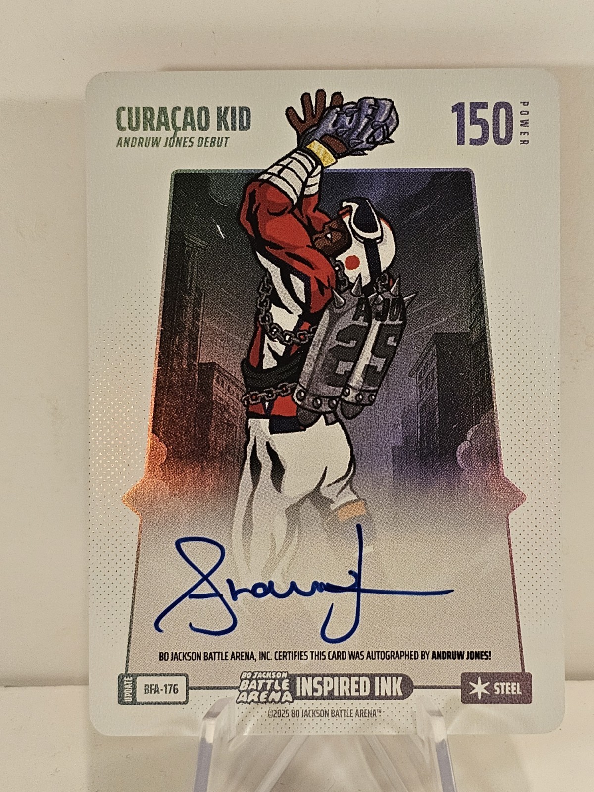 ANDRUW JONES Battle Arena Battlefoil INSPIRED INK (ON CARD) AUTO STEEL H.O.F.