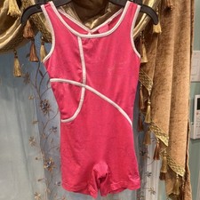 Capezio Future Star Girls Pink Sleeveless Unitard Leotard Silver Trim Size S