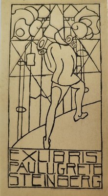 Judaica Jewish Modernist Ex Libris Paul and Grete Steinberg Star of David
