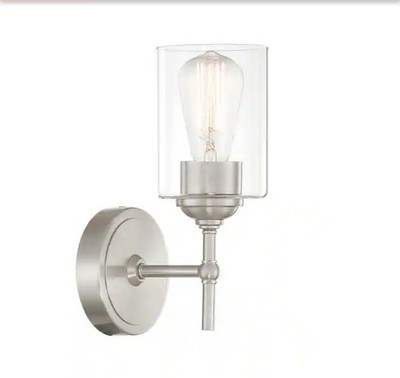 Home Decorators Collection Ayelen 1-Light Brushed Nickel Wall Sconce 1006447733