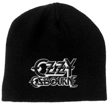 New Ozzy Osbourne Embroidered White Logo Heavy Metal Black Sabbath Beanie Hat