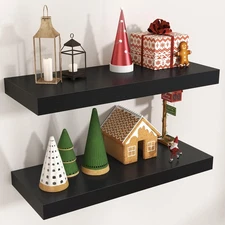 Floating Shelves for Wall, Engineered Wood Wall Shelves with Invisible Bracke...