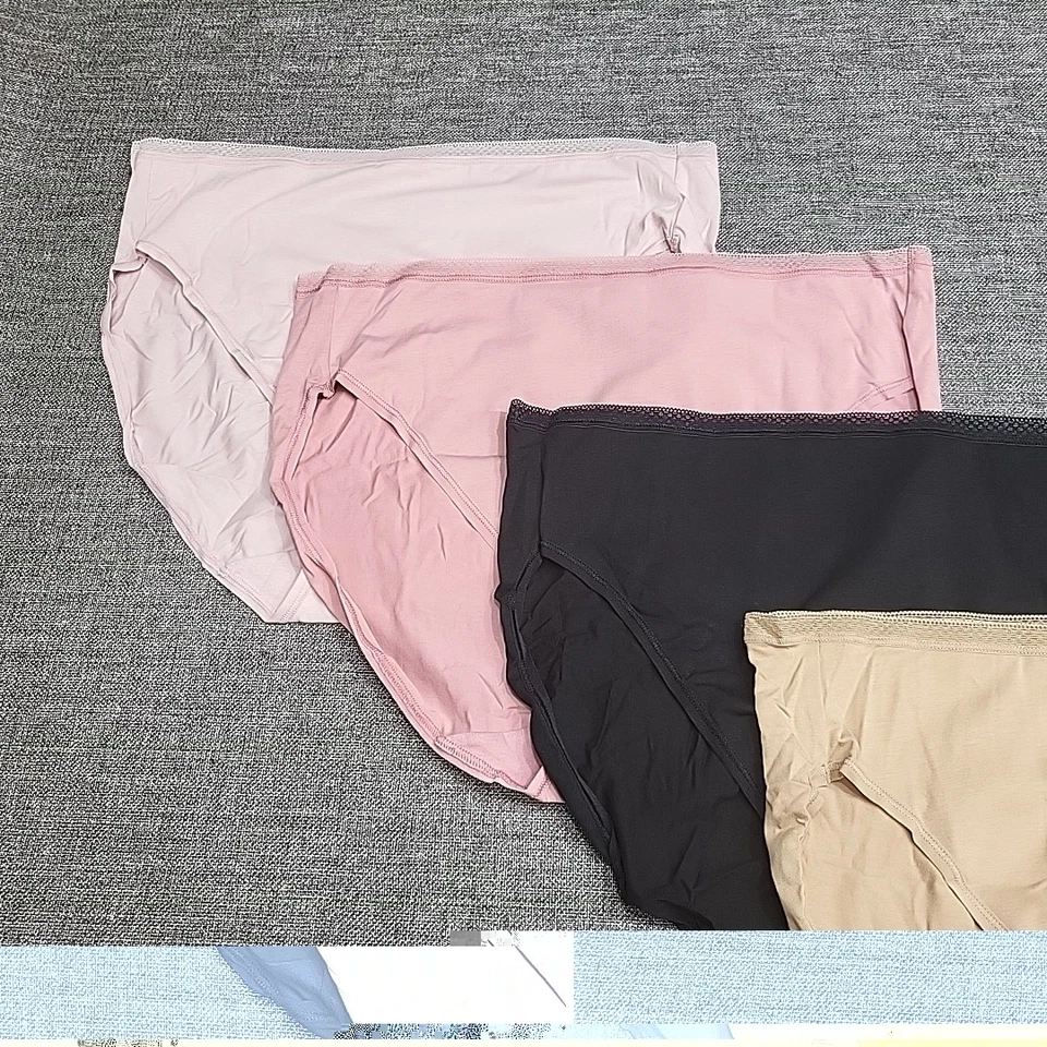 Felina 女士 6 件套皮马棉高帮内裤蕾丝装饰 X-大号内衣 — 第 4/4 张图片