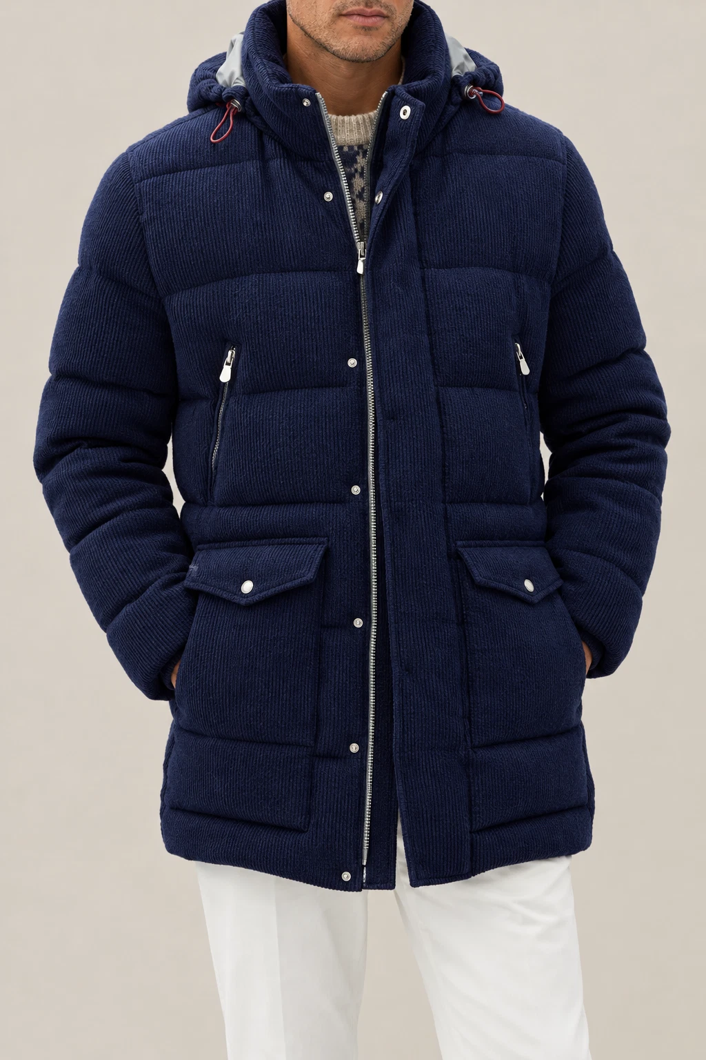 BRUNELLO CUCINELLI MEN'S DARK BLUE WOOL PADDED HOODED JACKET MSRP $9370 (52) image 1