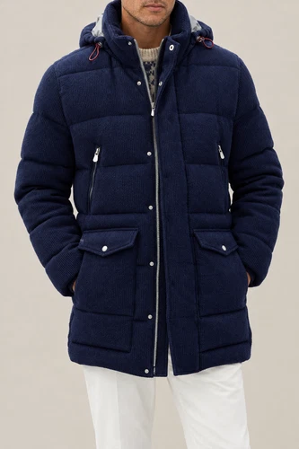 BRUNELLO CUCINELLI MEN'S DARK BLUE WOOL PADDED HOODED JACKET MSRP $9370 (52) - product listing photo