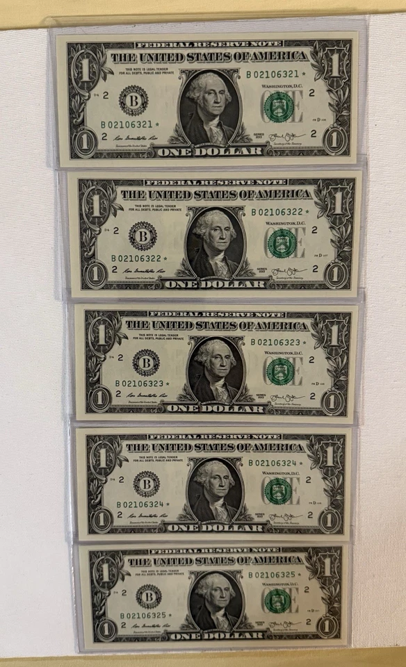 2013 SET OF 5 CONSECUTIVE $1 Dollar Bill STAR ⭐️ ⭐️ Note - Image 2 of 4