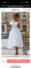 Off-the-shoulder Short Wedding Dress A-Line Satin Tea-length Bridal Size 10