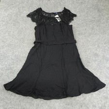 Polo Ralph Lauren Dress Womens 14 Lace Top Black Belted Lined Sleeveless Shift A