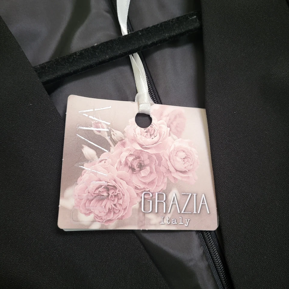 Mono Grazia Italia Negro Profundo Cuello en V Alto 36" Entrepierna Manga Larga Talla 8 Acampanado Foto 4 de 4