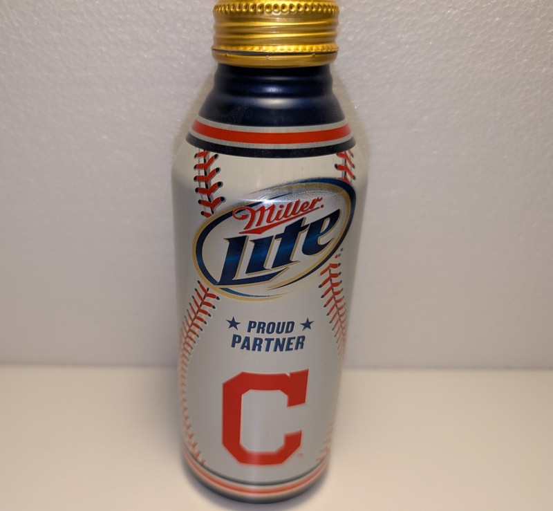 Miller Lite 16 oz. alum beer bottle 2012 Cleveland Indians - EMPTY