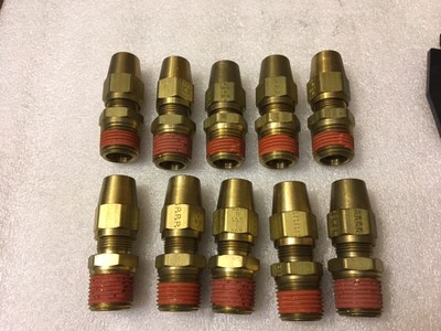 Ten (10) Brass 1/2'' Tubing Unions - Male Thread to Female Compression Fitting