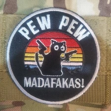 PEW PEW Sarcastic Embroidered Tactical Morale Patch Hook and Loop