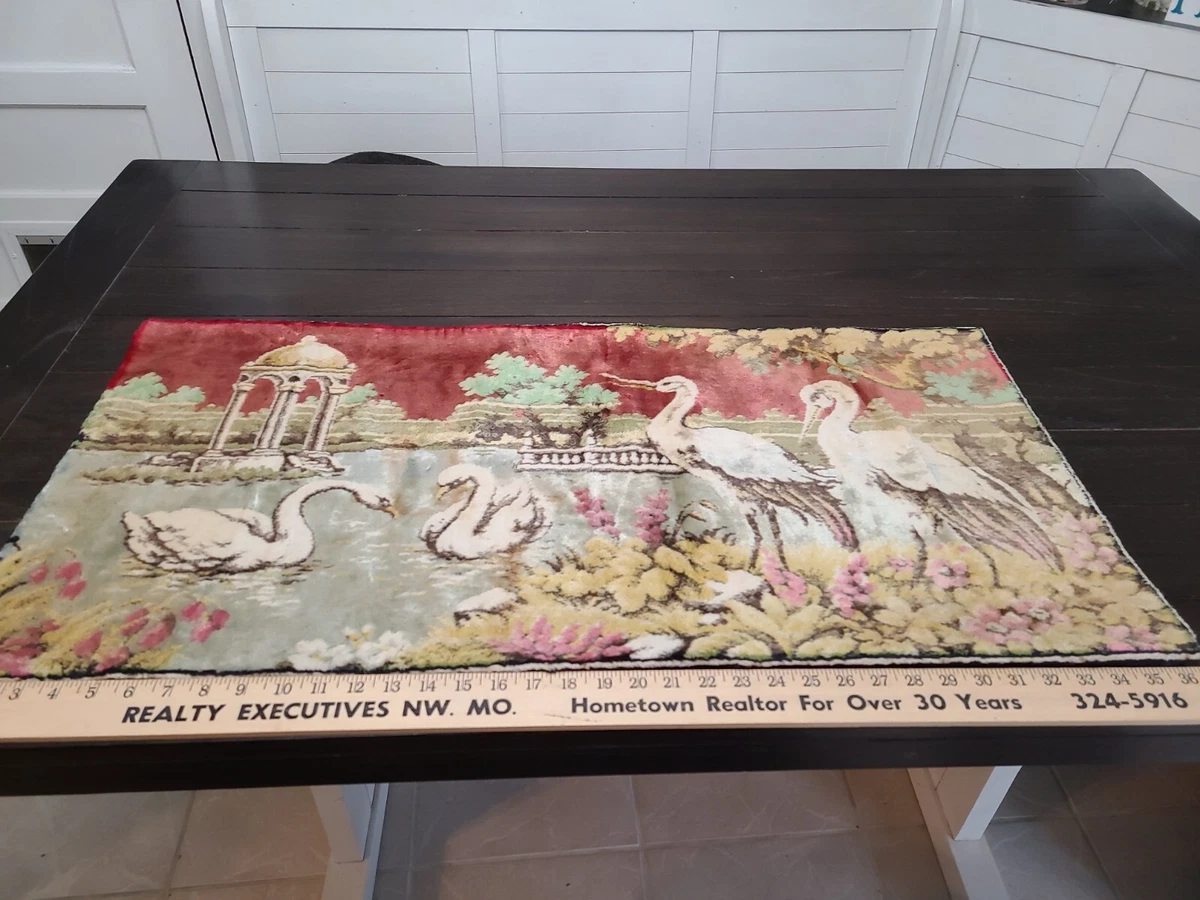 Antique Silk European CRUSHED VELVET TAPESTRY RUG WALL HANGING