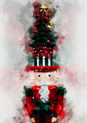 Weihnachtsdeko - Nussknacker Aquarellmalerei Unikat Geschenk (Druck)