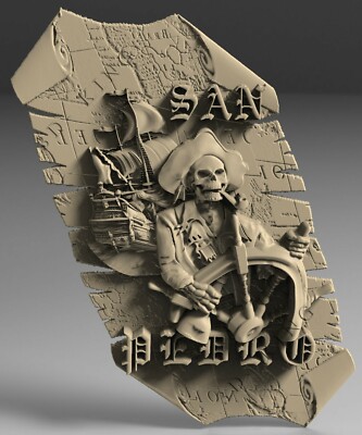 STL 3D Models THE PIRATE for CNC Router 3D Print Engraver Carving Aspire Artcam