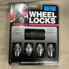 New Gorilla 4-pc Set w/Key of 7/16" Steel Acorn Wheel Locks 71671N