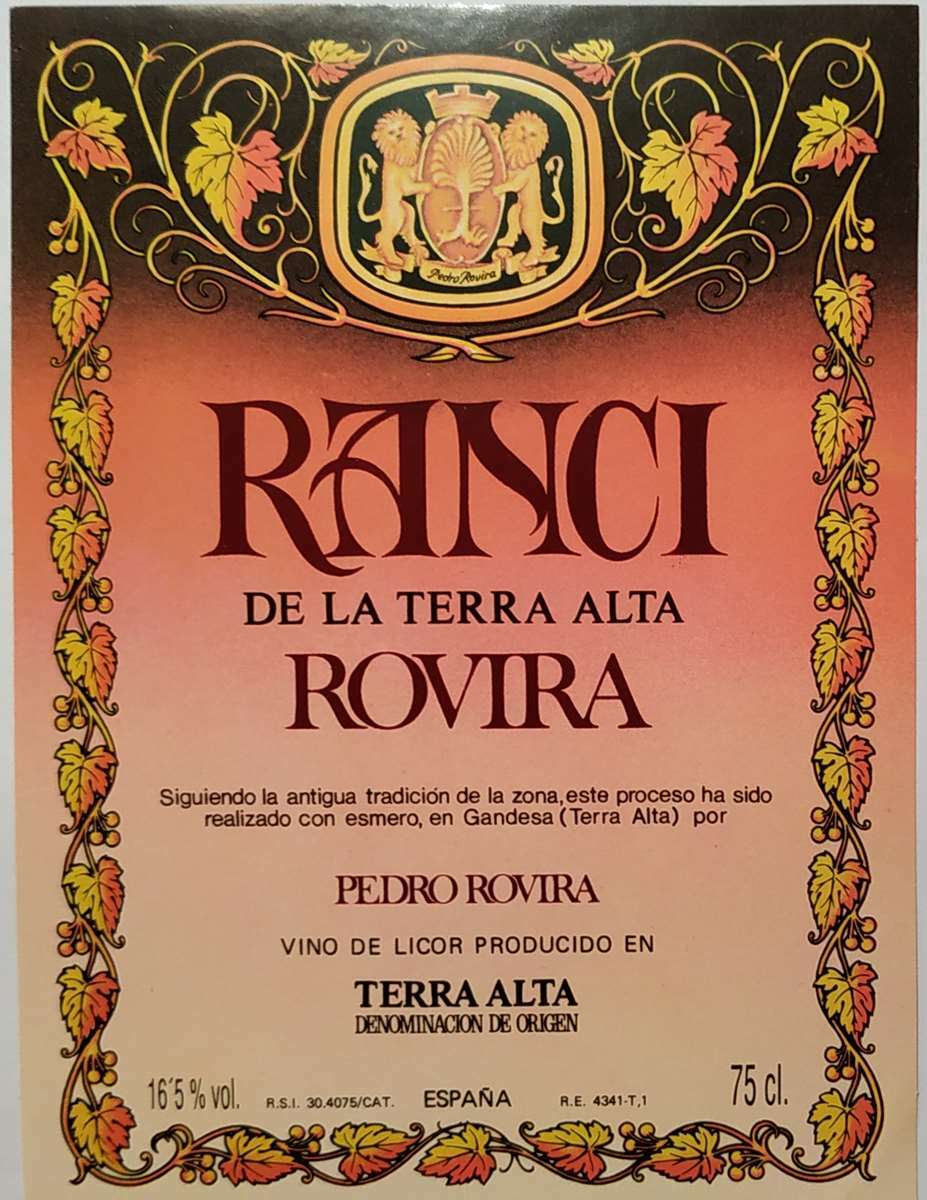 etiquetas vinos ESPAÑA RANCI TERRA ALTA Pedro Rovira wine labels
