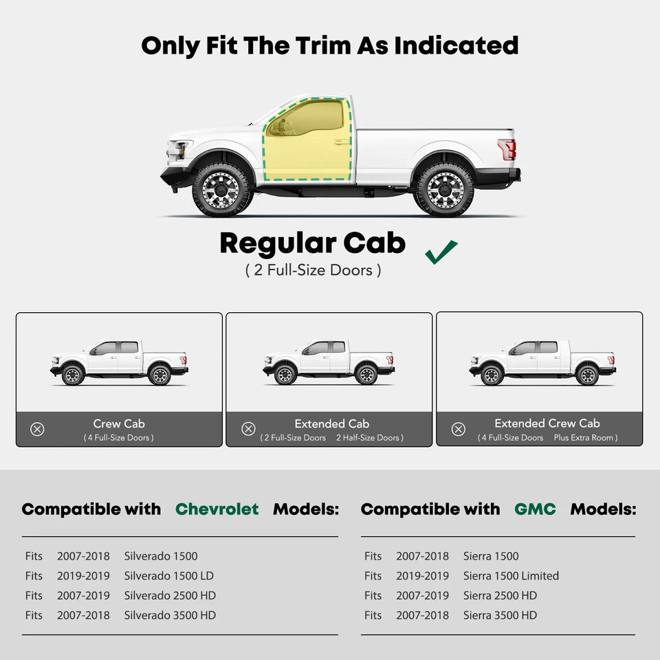 Barras laterales de acero negro texturizado de 6,5" para Chevy Silverado 1500 GMC Sierra 3500 HD Foto 2 de 4