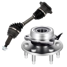 Front Wheel Hub Bearing+CV Axle Shaft For Cadillac Escalade Chevy Silverado 1500
