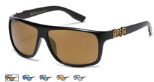 Locs Gangster OG Sunglasses - Retro Flat Top Oval Lens LOCS Print Arms Temple