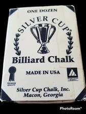 Silver Cup Billiard Chalk 1 Dozen/Box of 12 Pool Cue Tip Chalk 1 Box Gray