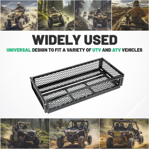Universal For ATV Front&Rear Drop Cargo Basket Rack Storage Carrier Hauler 2 PCS - Picture 4 of 21