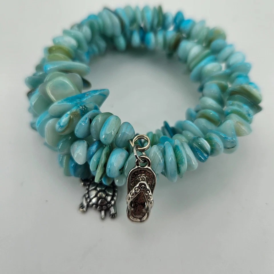 Armreif Armband Damen Schmuck handarbeit Perlen Türkis Grün Charm universalgröße - Bild 3 von 4