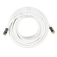 Screw-on Satellite TV Antenna Cable ~ Coax/ Coaxial F Type ~ WHITE 12' feet