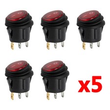 5X 12V DC ON/OFF Round Rocker Dot LED Toggle Switch Waterproof Car Boat Van Dash