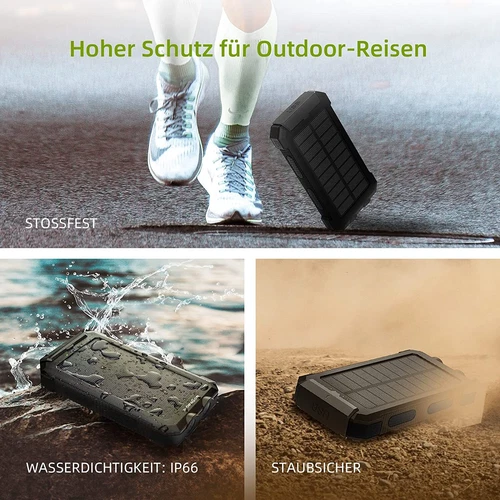 20000mAh Solar Power Bank Charger Ladegerät Externer Batterie LED 2USB Akku DE - Bild 15 von 18