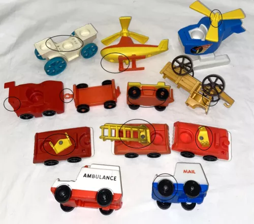 Vintage Fisher Price Little People Damaged Vehicle Lot PLEASE READ