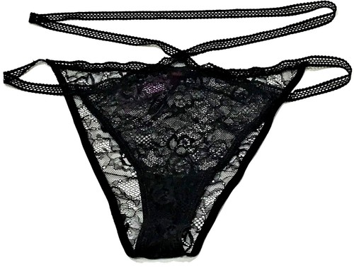 large - NWT Adore Me lace/mesh black sheer cheeky panty (d124)