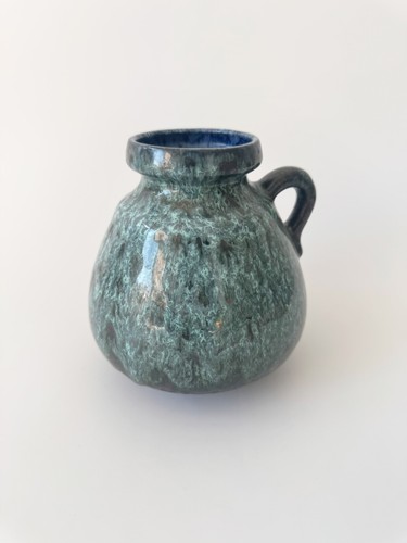 Ruscha Vase Laufglasur Blau Keramik Henkelvase West Germany WGP Retro - 第 2/8 張圖片
