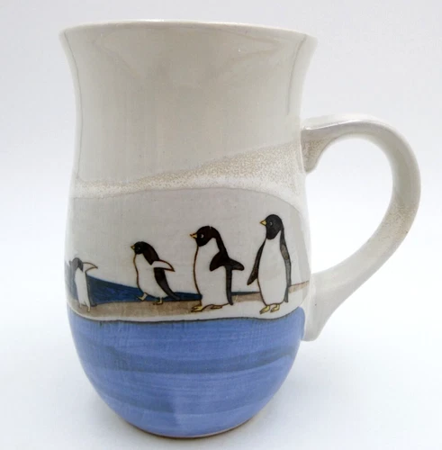 Otagiri Marching Penguin Tall Coffee Mug Ceramic Japan Vintage