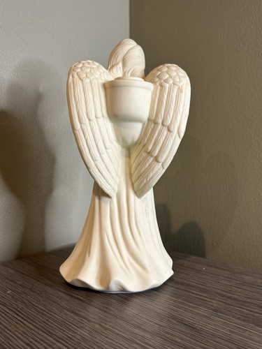 Serene Angel Figurine with Harp – Partylite Bisque Porcelain, Collectible Decor - Picture 3 of 5