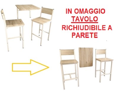YELLOO MOD Brasil Set Tavolo e 2 SGABELLI Bar Arredamento H.96cm Cucina Beige