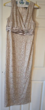 unbranded Beige evening gown embellished with lace and sequence Size 14