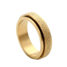 6MM Frosted Surface Wedding Spinner Ring Stainless Steel Promise Ring Size 5-12