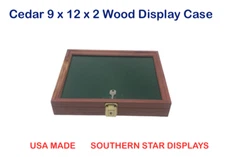  Cedar 9 x 12 x 2 Wood Display Case for Arrowheads Knives Collectibles Coins