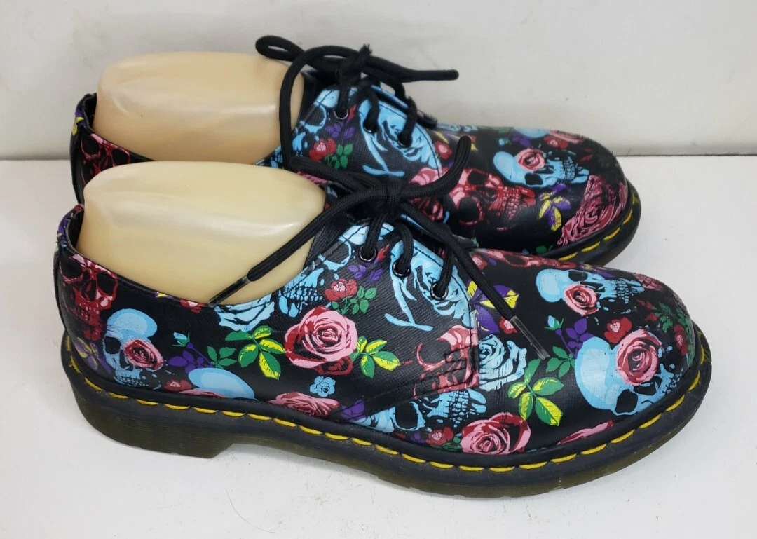 Dr. Martens 1461 US 9 UK 7 EU 41 Black Pascal Rose Skull Oxfords