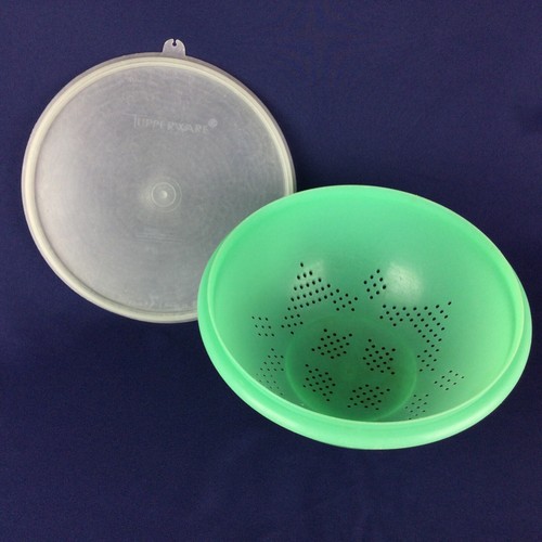 Vtg Tupperware COLANDER / STRAINER Footed 9" Jadeite Jade Green #339 w/ Lid #259 - Picture 7 of 18