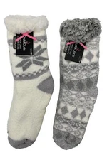 Cuddl Duds Faux Sherpa Cozy Lined Socks Alloy - Set of 2
