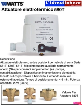 Watts Cazzaniga Attuatore Elettrotermico Per Valvola Di Zona 580t 24v 96031422 - Foto 12