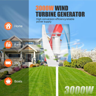 3000W Vertical Axis Wind Turbine Generator AC 24V Controller Home Windmill Kit
